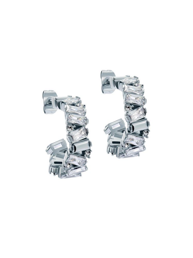 Ted Baker Clarence - Crystal Cluster Hoop Earrings Schmuck Damen Silber | 589026-UAH
