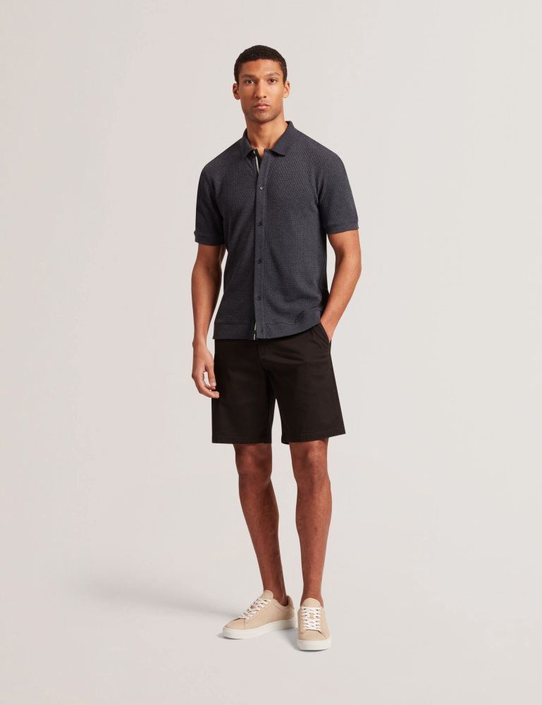 Ted Baker Connyr - Short Sleeve Button Through Polo Oberteile Herren Navy | 908345-KLY