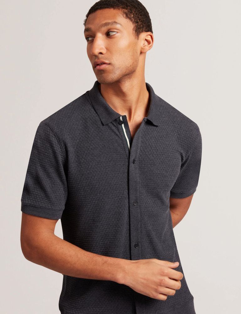 Ted Baker Connyr - Short Sleeve Button Through Polo Oberteile Herren Navy | 908345-KLY