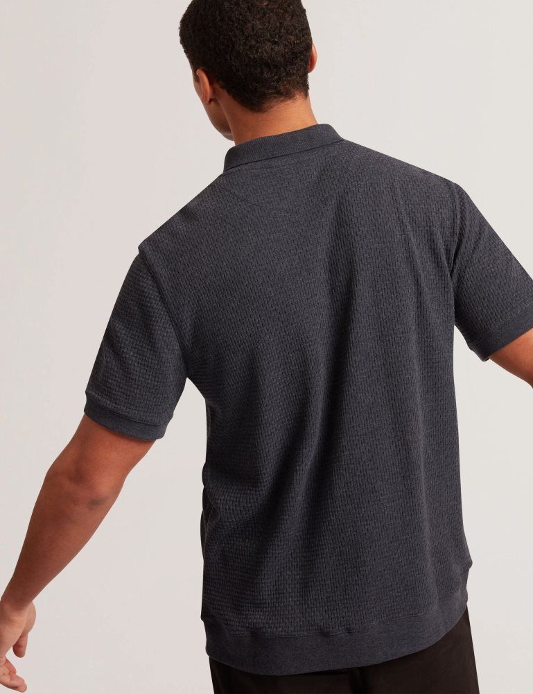 Ted Baker Connyr - Short Sleeve Button Through Polo Oberteile Herren Navy | 908345-KLY