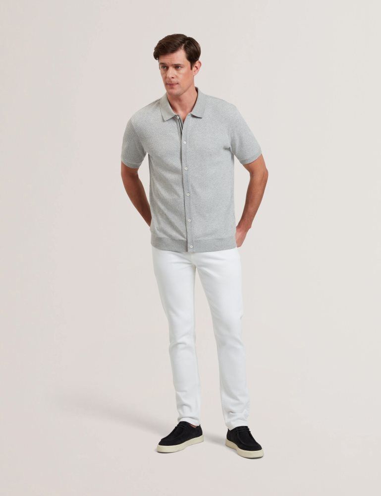 Ted Baker Connyr - Short Sleeve Button Through Polo Oberteile Herren Grau | 308479-EIP