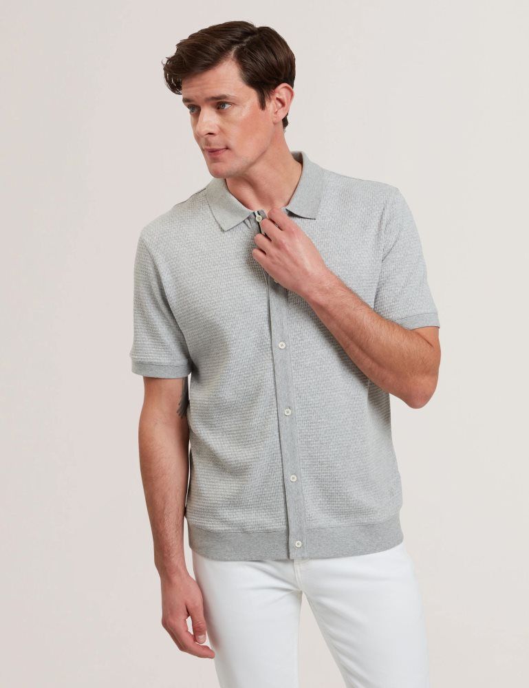 Ted Baker Connyr - Short Sleeve Button Through Polo Oberteile Herren Grau | 308479-EIP