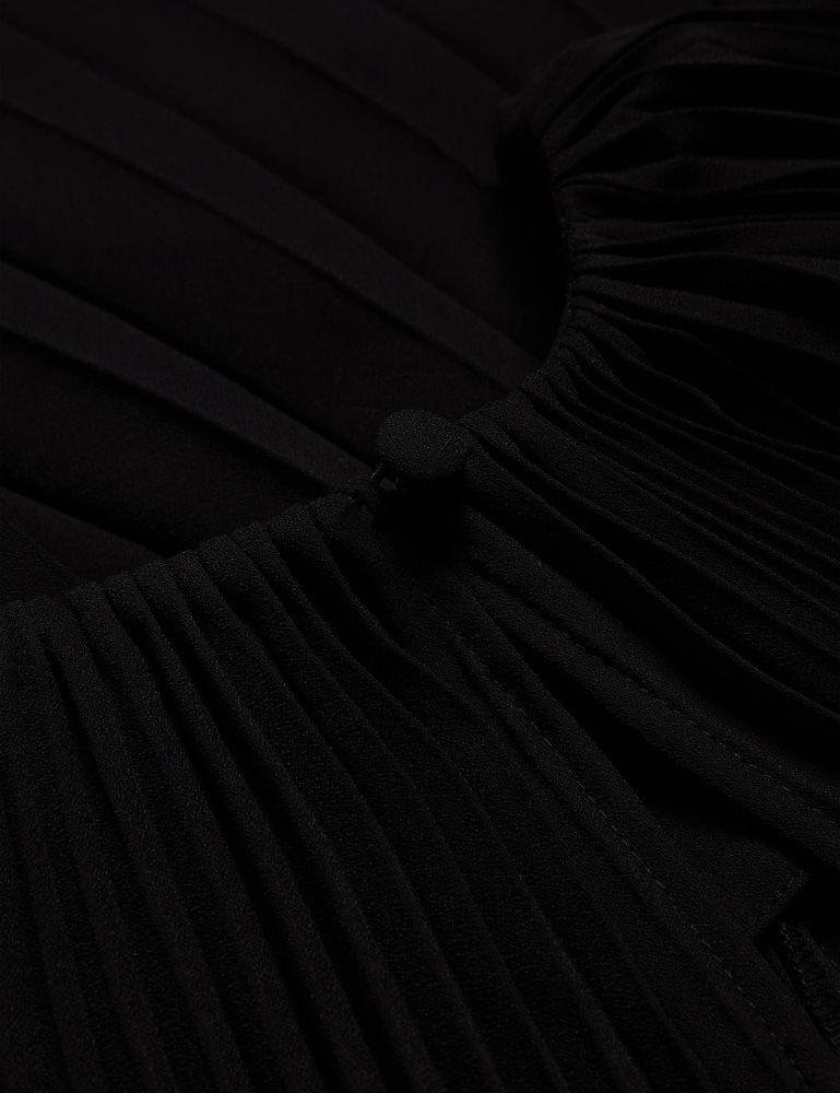 Ted Baker Convala - Pleated Short Sleeve A-line Mini Dress Kleid Damen Schwarz | 598316-MUQ