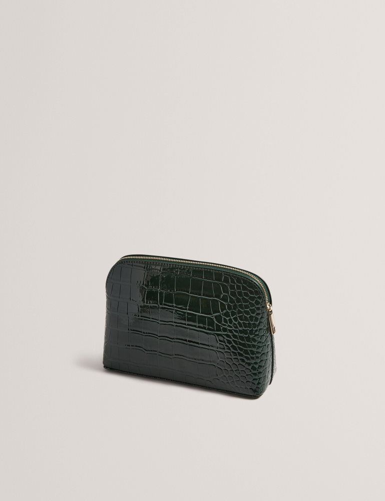 Ted Baker Crocala - Croc Effect Faux Leather Makeup Bag Kulturbeutel Damen Grün | 130796-KPJ