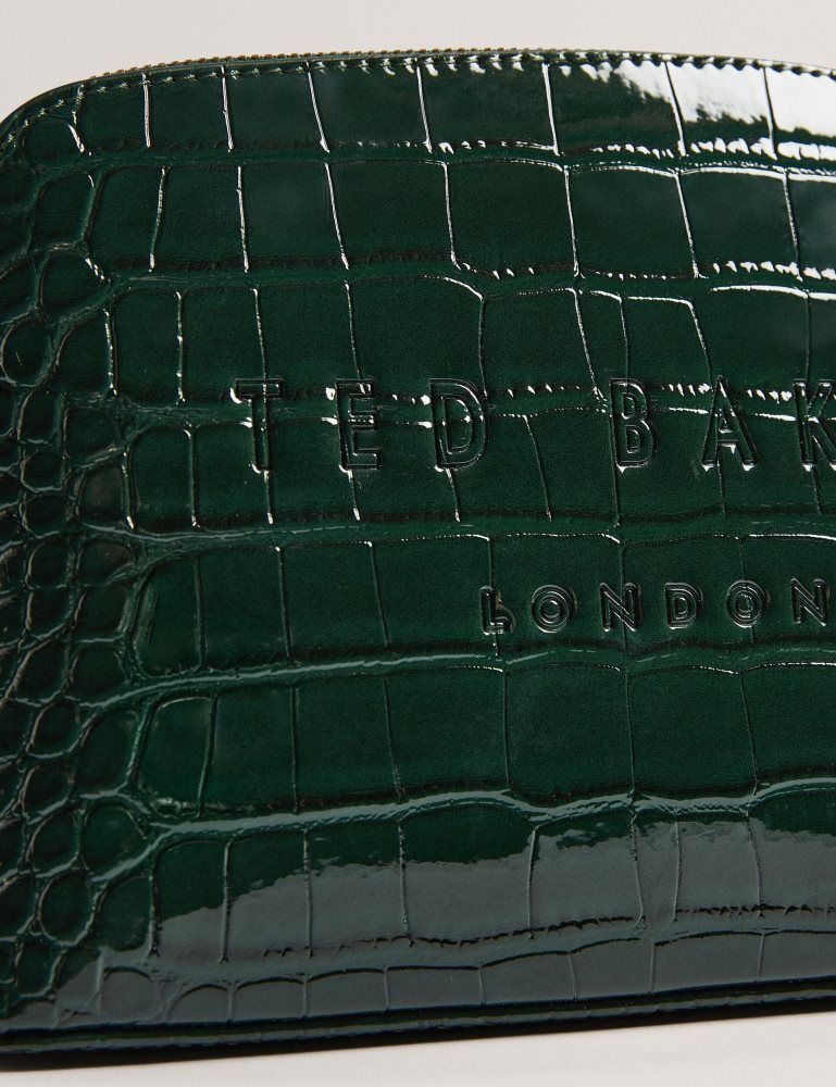 Ted Baker Crocala - Croc Effect Faux Leather Makeup Bag Kulturbeutel Damen Grün | 130796-KPJ