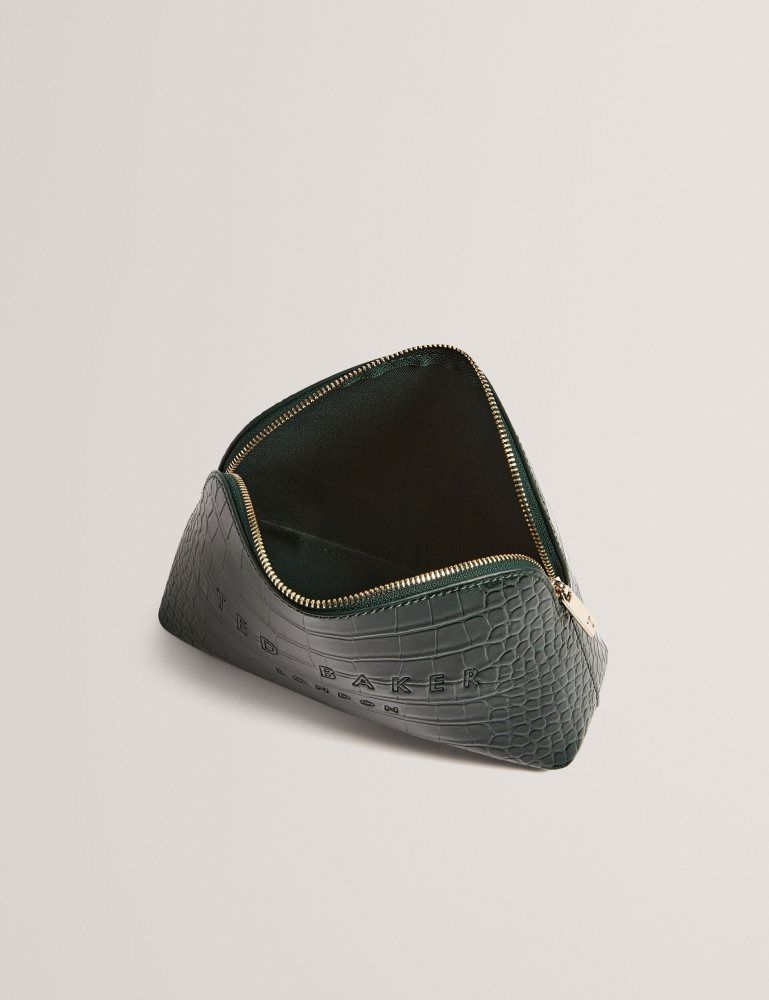 Ted Baker Crocala - Croc Effect Faux Leather Makeup Bag Kulturbeutel Damen Grün | 130796-KPJ