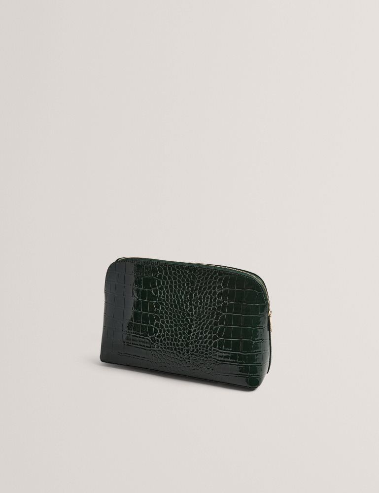 Ted Baker Crocana - Croc Texture Faux Leather Washbag Kulturbeutel Damen Grün | 347298-RDV