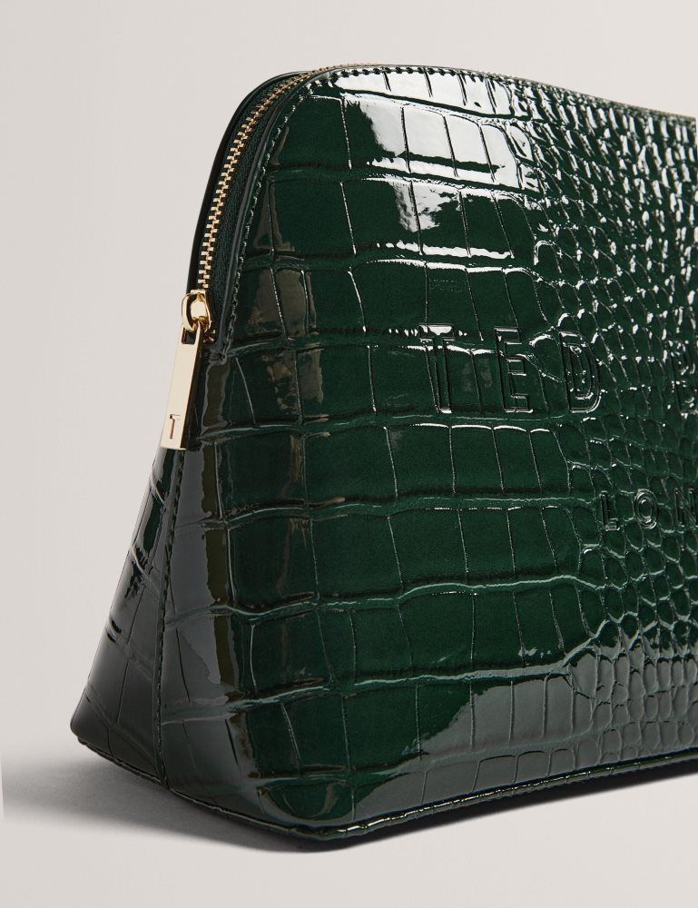 Ted Baker Crocana - Croc Texture Faux Leather Washbag Kulturbeutel Damen Grün | 347298-RDV