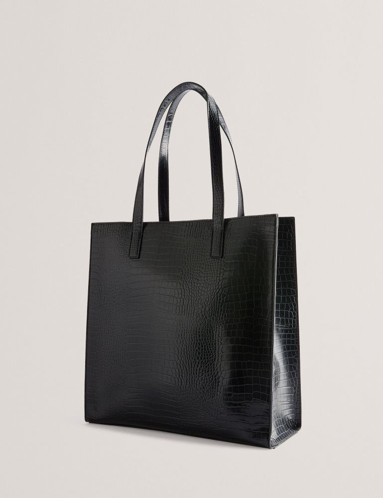 Ted Baker Croccon - Large Croc Texture Icon Tote Bag Tragetaschen Damen Schwarz | 269457-QPZ