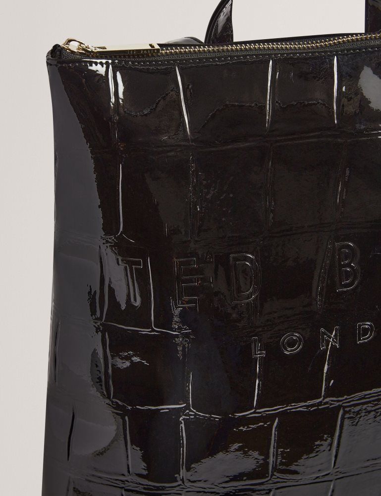 Ted Baker Croclee - Croc Effect Faux Leather Icon Backpack Icon-Taschen Damen Schwarz | 975648-QEC