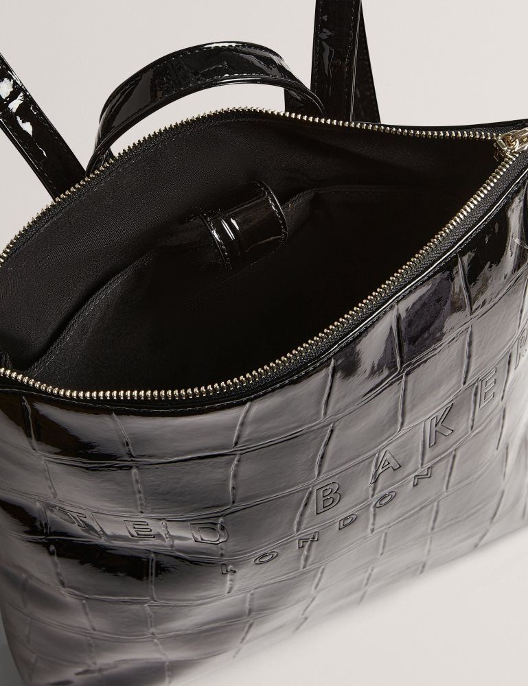 Ted Baker Croclee - Croc Effect Faux Leather Icon Backpack Icon-Taschen Damen Schwarz | 975648-QEC