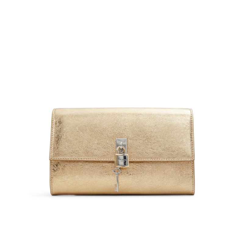 Ted Baker Cyra - Metallic Leather Padlock Crossbody Bag Umhängetasche Damen Gold | 387594-KVN
