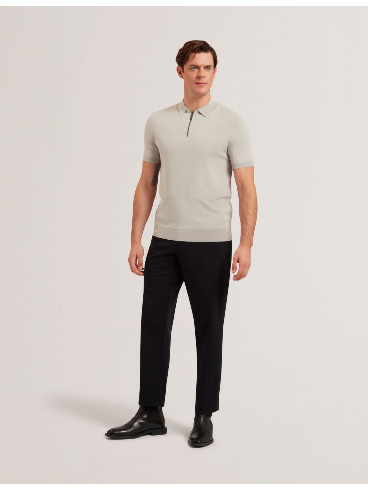 Ted Baker Daldin - Zip Collar Stretch Knit Polo Shirt Oberteile Herren Grau | 704259-UVS