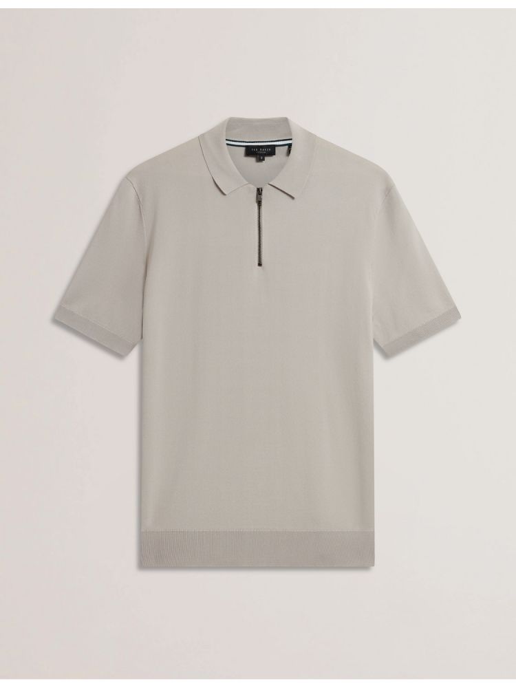 Ted Baker Daldin - Zip Collar Stretch Knit Polo Shirt Oberteile Herren Grau | 704259-UVS