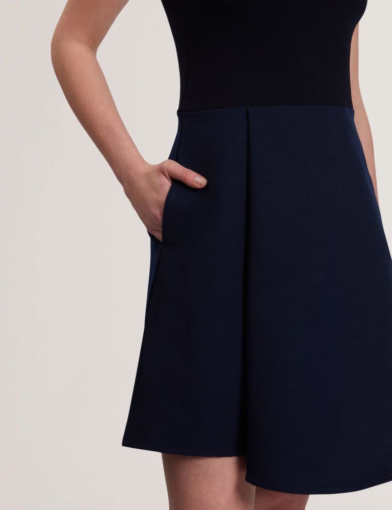Ted Baker Dandiaa - Sleeveless High Neck 2-in-1 Mini Dress Kleid Damen Navy | 325187-NJX