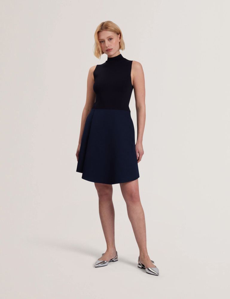 Ted Baker Dandiaa - Sleeveless High Neck 2-in-1 Mini Dress Kleid Damen Navy | 325187-NJX