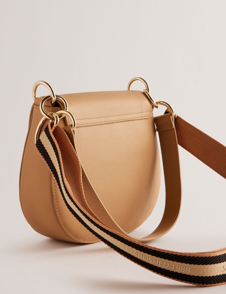 Ted Baker Darcell - Leather Webbing Crossbody Satchel Bag Umhängetaschen Damen Grau Braun | 978106-TOY