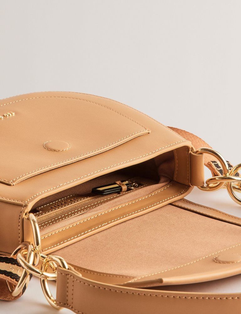Ted Baker Darcell - Leather Webbing Crossbody Satchel Bag Umhängetaschen Damen Grau Braun | 978106-TOY