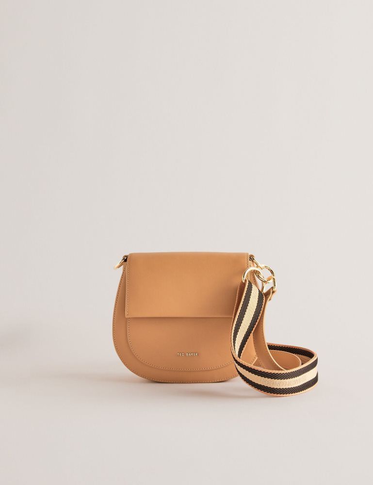 Ted Baker Darcell - Leather Webbing Crossbody Satchel Bag Umhängetaschen Damen Grau Braun | 978106-TOY