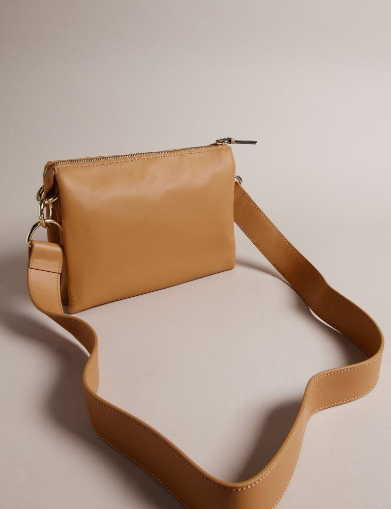 Ted Baker Darceyy - Leather Crossbody Bag With Webbing Strap Umhängetaschen Damen Grau Braun | 158739-LBG