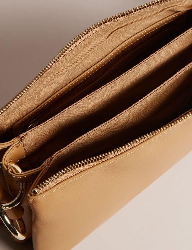 Ted Baker Darceyy - Leather Crossbody Bag With Webbing Strap Umhängetaschen Damen Grau Braun | 158739-LBG