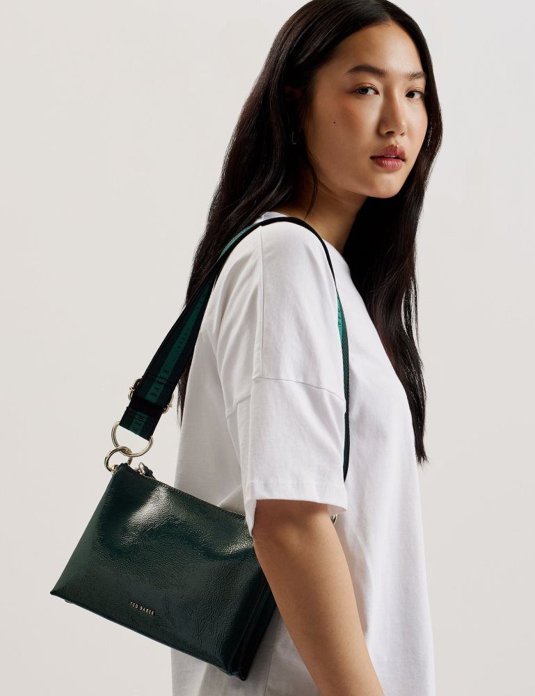 Ted Baker Dawcey - Crinkled Patent Leather Crossbody Bag Umhängetaschen Damen Grün | 830271-DZB