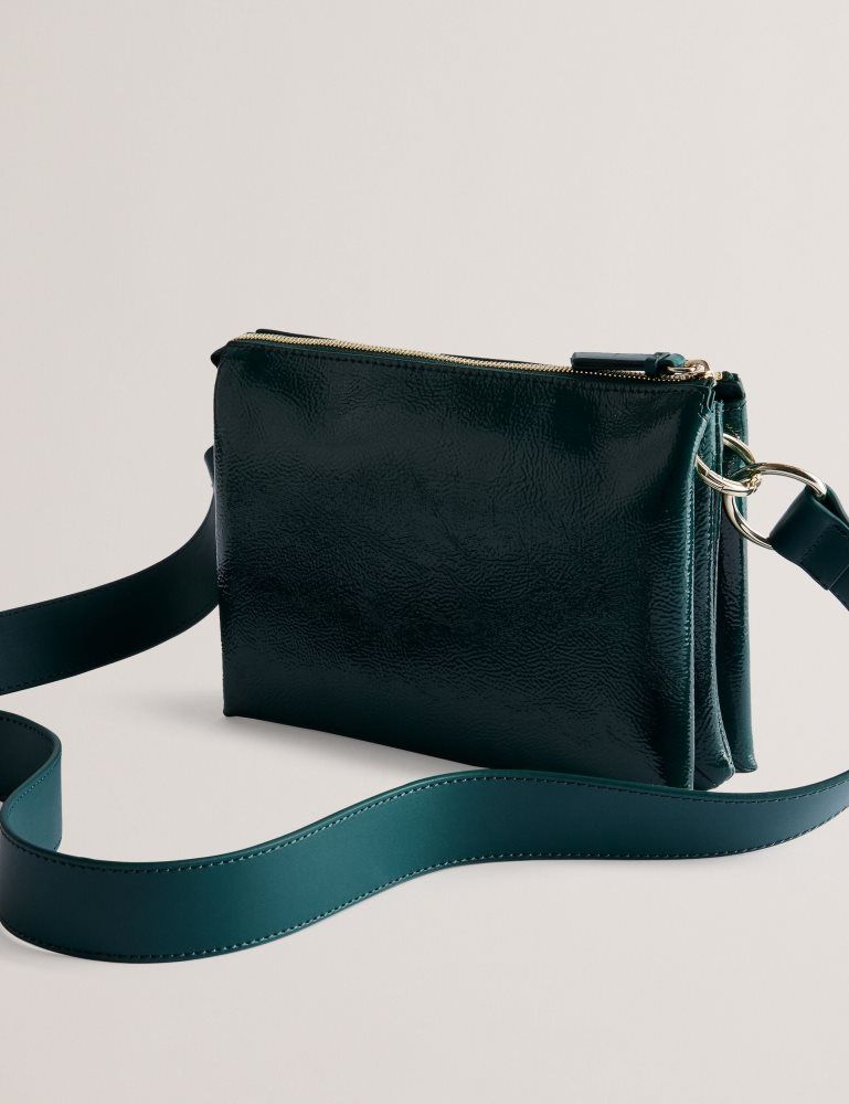 Ted Baker Dawcey - Crinkled Patent Leather Crossbody Bag Umhängetaschen Damen Grün | 830271-DZB