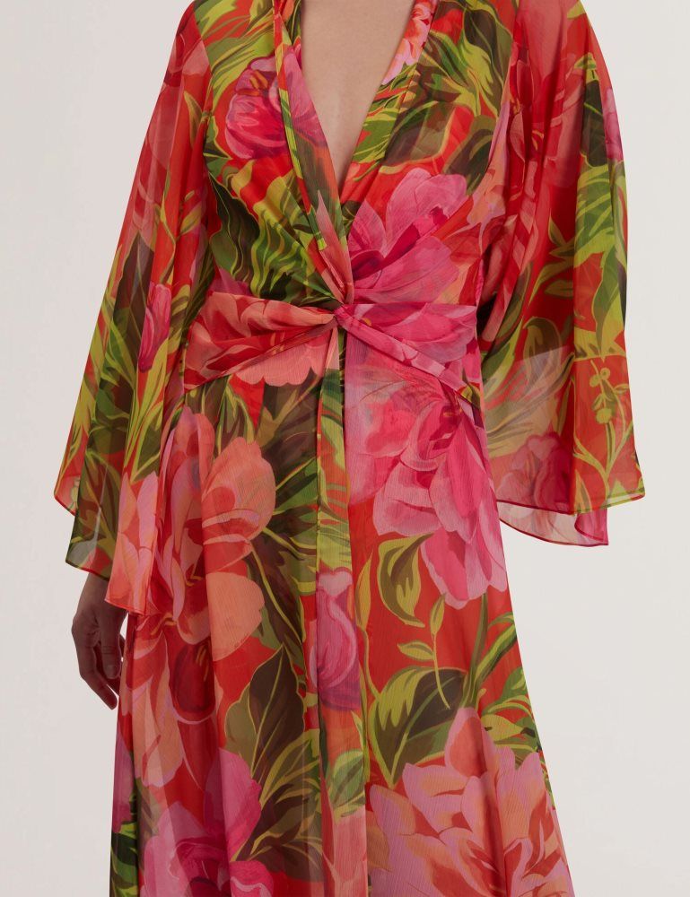 Ted Baker Ddarcis - Floral Twisted Waist Maxi Beach Cover-up Bademode Damen Koralle | 287364-AJN