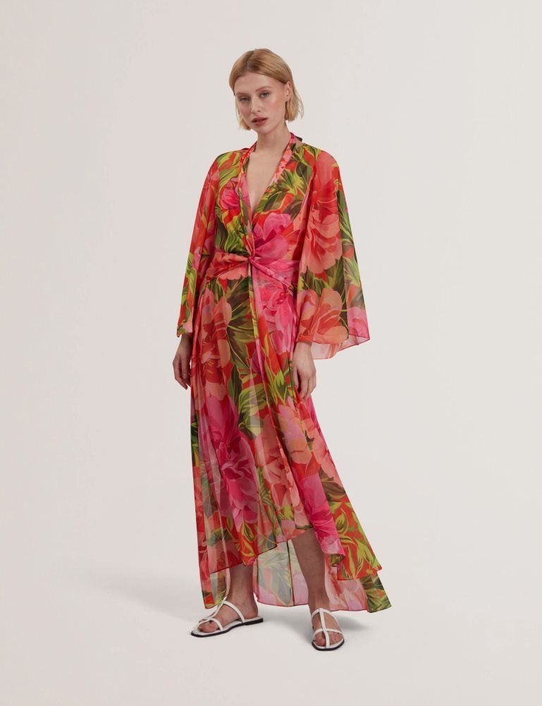 Ted Baker Ddarcis - Floral Twisted Waist Maxi Beach Cover-up Bademode Damen Koralle | 287364-AJN