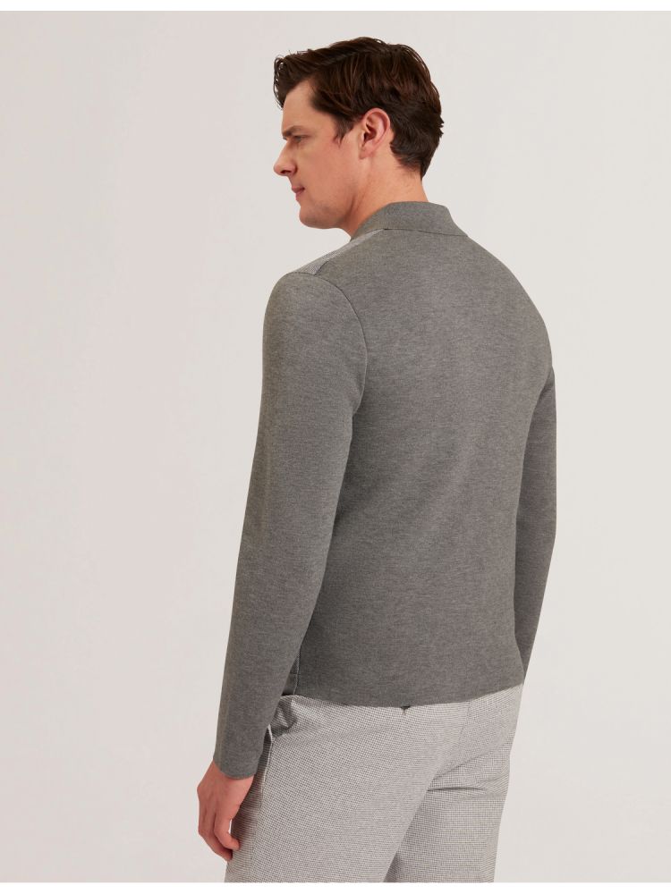 Ted Baker Dejo - Herringbone Wool Blend Zip Up Cardigan Pullover Herren Grau | 691305-VIY