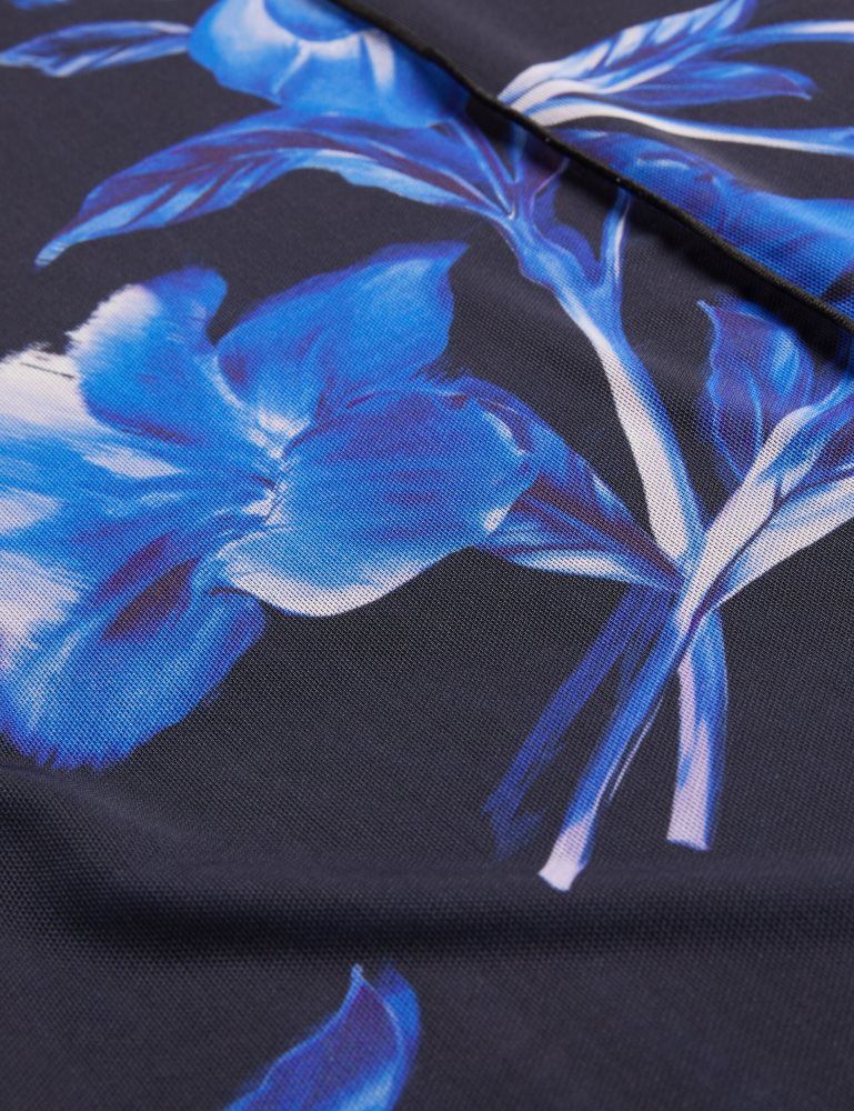 Ted Baker Dekotha - Floral Print Mesh Long Sleeve Top T-shirts Damen Blau | 675391-FTQ