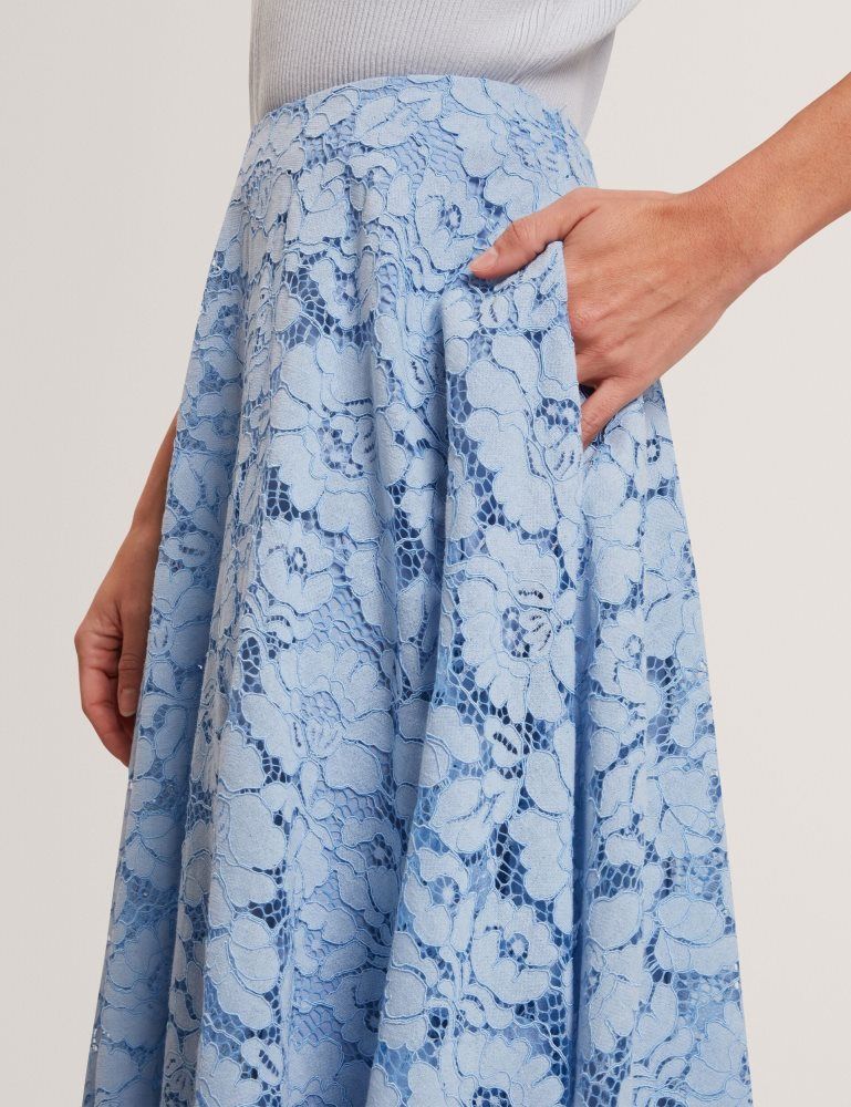 Ted Baker Demiee - Lace Voluminous A-line Midi Skirt Anzüge Damen Blau | 372154-SNJ