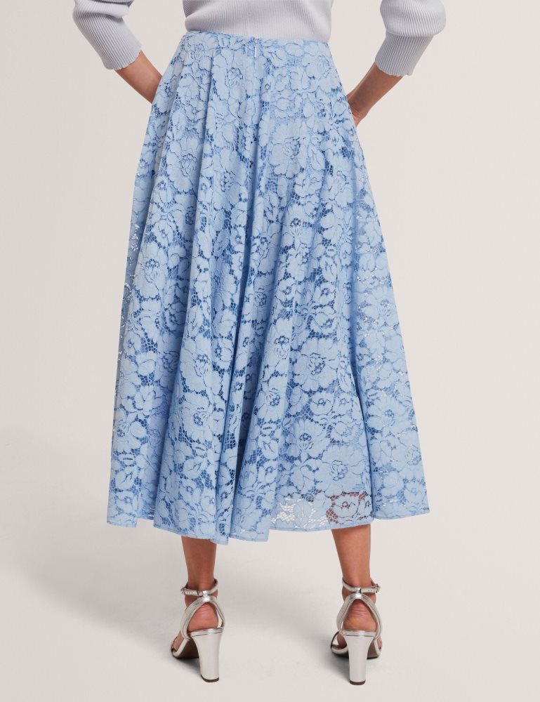 Ted Baker Demiee - Lace Voluminous A-line Midi Skirt Anzüge Damen Blau | 372154-SNJ