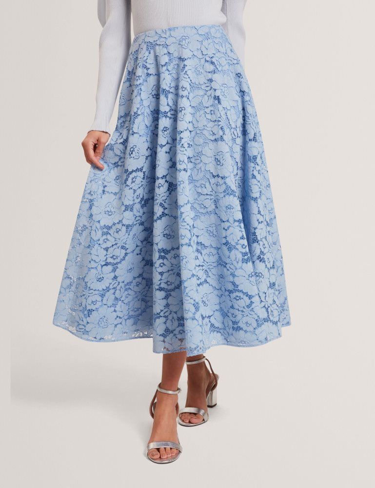 Ted Baker Demiee - Lace Voluminous A-line Midi Skirt Anzüge Damen Blau | 372154-SNJ
