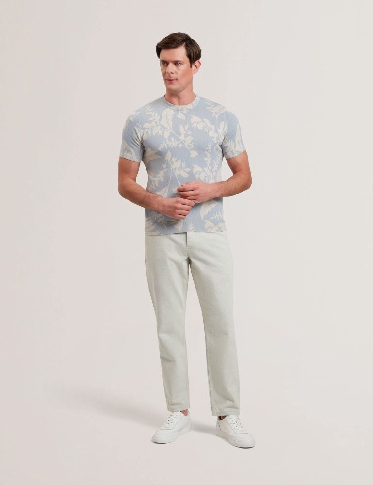 Ted Baker Dennio - Short Sleeve Printed Floral T-shirt Oberteile Herren Blau | 894157-BXN