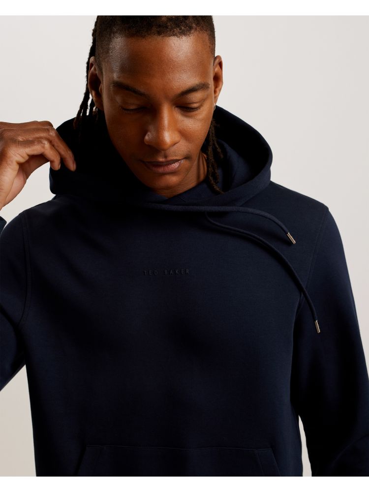 Ted Baker Drotow - Logo Detail Cotton Blend Hoodie Oberteile Herren Navy | 487015-RLB