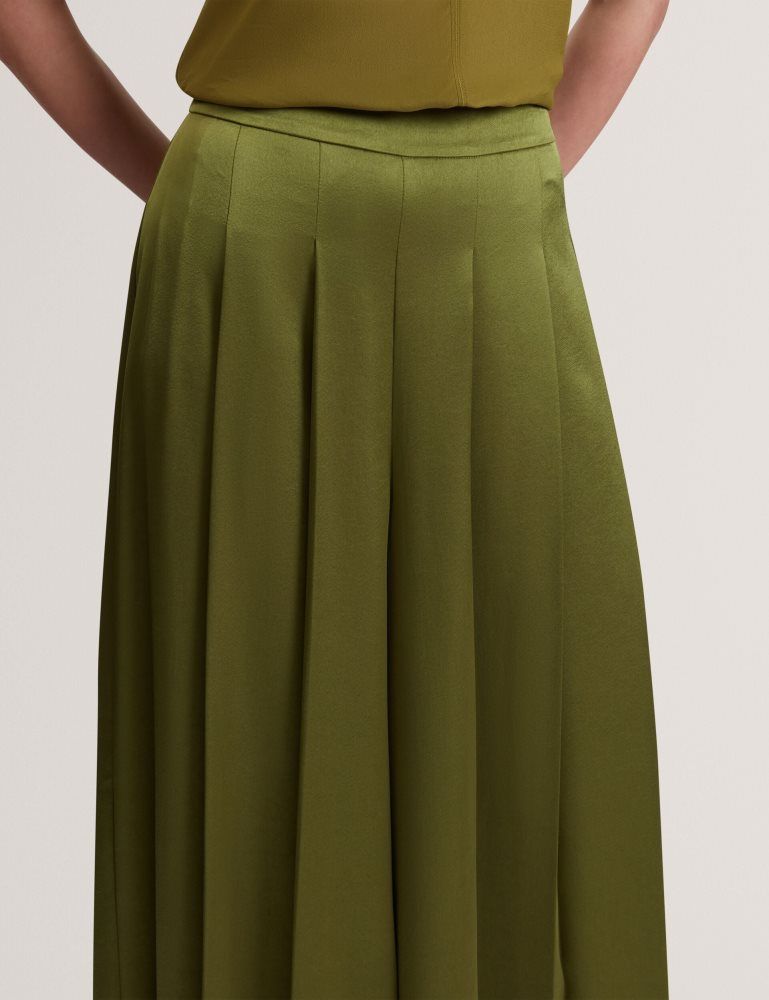 Ted Baker Duuva - Satin Box Pleat Wide Leg Trousers Kurze Hose Damen Grün | 830456-YSB