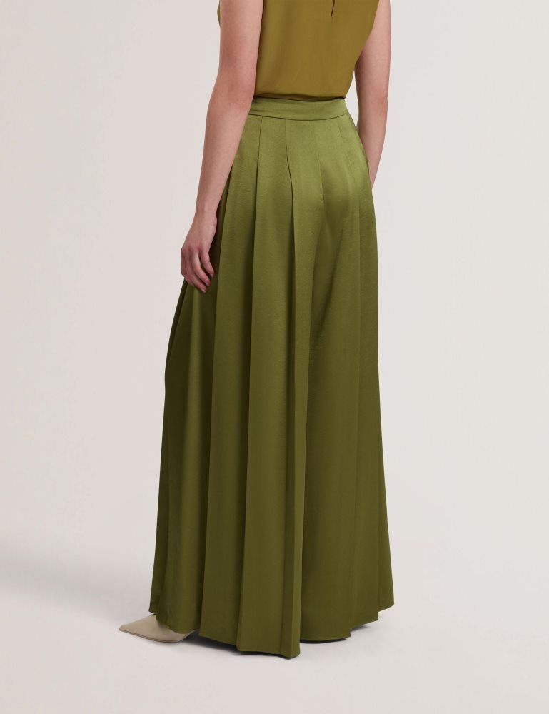 Ted Baker Duuva - Satin Box Pleat Wide Leg Trousers Kurze Hose Damen Grün | 830456-YSB