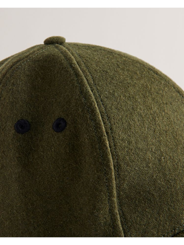 Ted Baker Eddiii - Embroidered Logo Woollen Baseball Cap Hats, Gloves & Scarves Herren Khaki | 478305-EQJ
