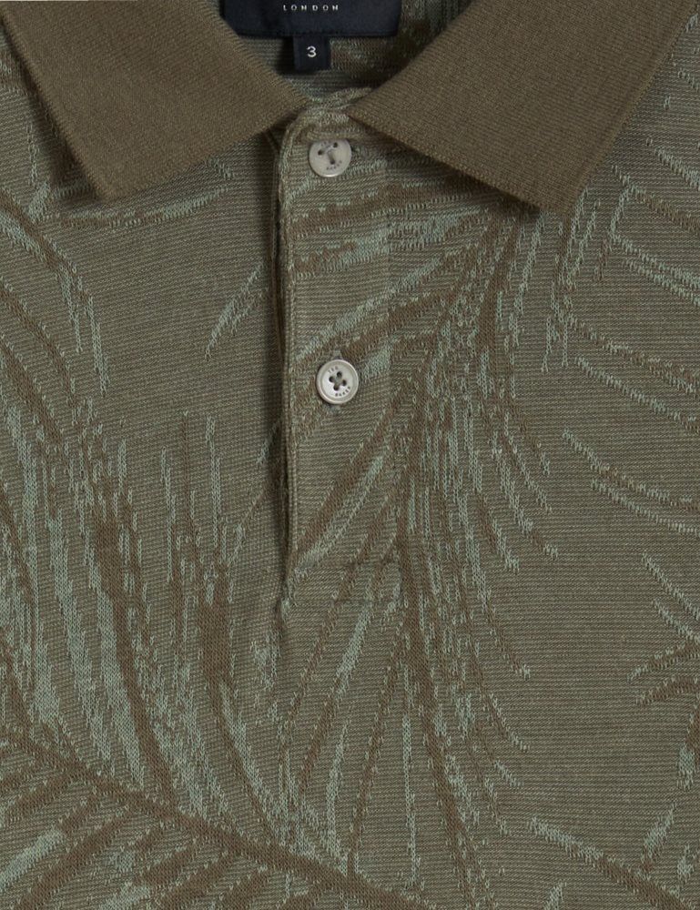 Ted Baker Edwine - Leaf Print Short Sleeve Polo Shirt Oberteile Herren Khaki | 075436-SPN