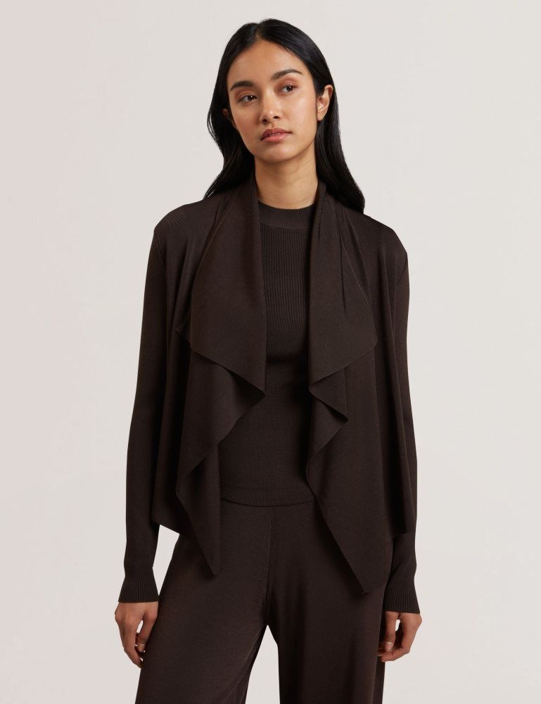 Ted Baker Elliyy - Waterfall Front Knitted Open Cardigan Pullover Damen Braun | 706548-UQV