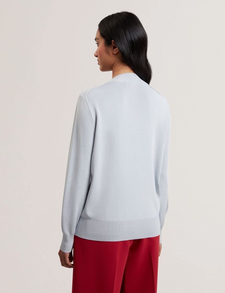 Ted Baker Eloaa - Printed Woven Front Knitted Jumper Pullover Damen Blau | 061742-PKT