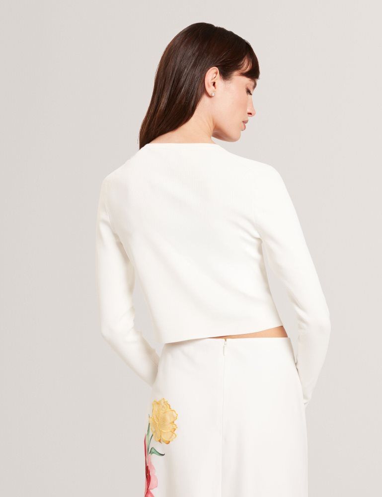 Ted Baker Emoriyy - Cropped Crew Neck Knitted Cardigan Pullover Damen Weiß | 083956-UIM