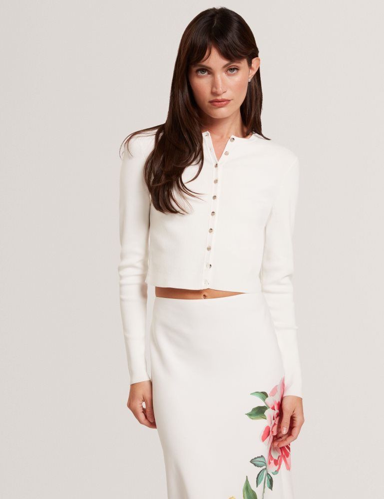 Ted Baker Emoriyy - Cropped Crew Neck Knitted Cardigan Pullover Damen Weiß | 083956-UIM