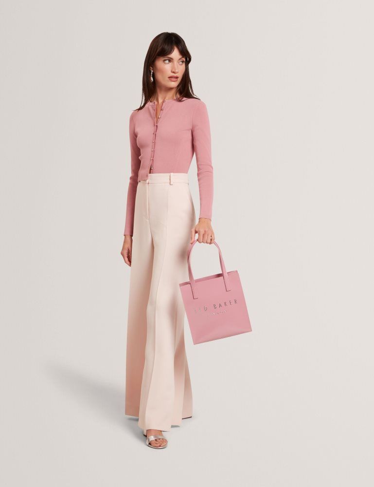 Ted Baker Emoriyy - Cropped Crew Neck Knitted Cardigan T-shirts Damen Rosa | 692415-CJB