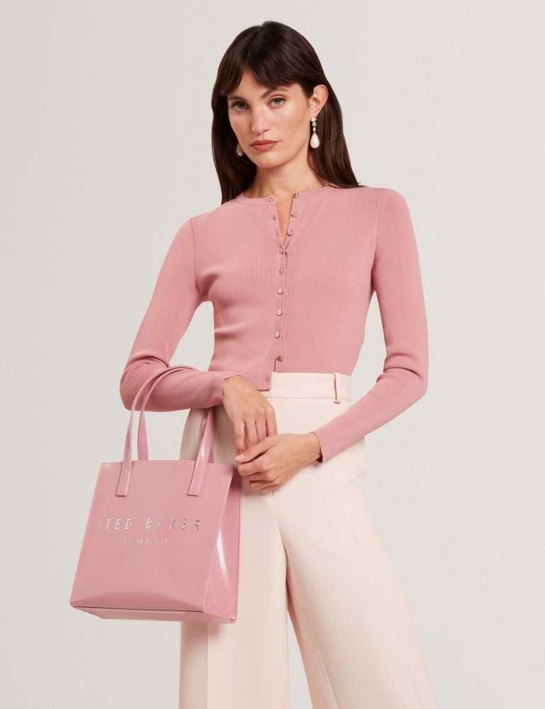 Ted Baker Emoriyy - Cropped Crew Neck Knitted Cardigan T-shirts Damen Rosa | 692415-CJB