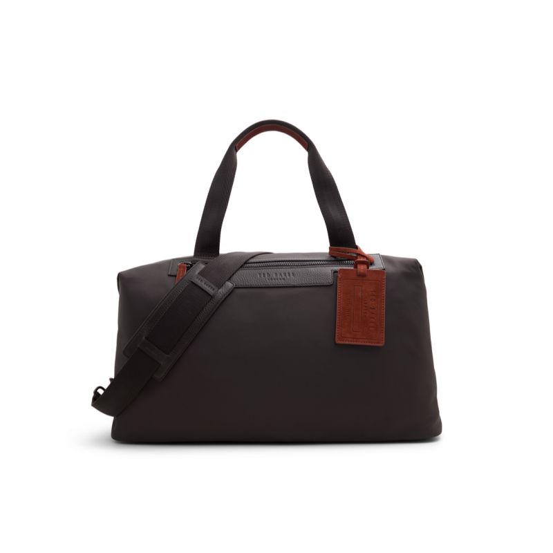 Ted Baker Ender - Nylon Leather Trim Holdall Bag Reisetasche Herren Braun | 769032-WBL