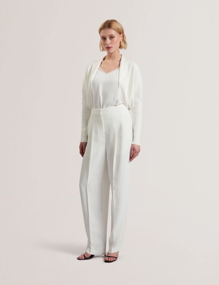 Ted Baker Erhan - Ribbed Knit Cropped Bolero Cardigan Pullover Damen Weiß | 305726-DXU