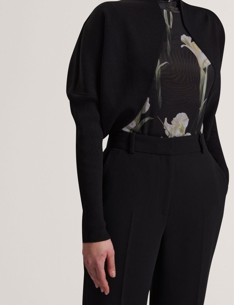Ted Baker Erhan - Ribbed Knit Cropped Bolero Cardigan T-shirts Damen Schwarz | 093586-WEX