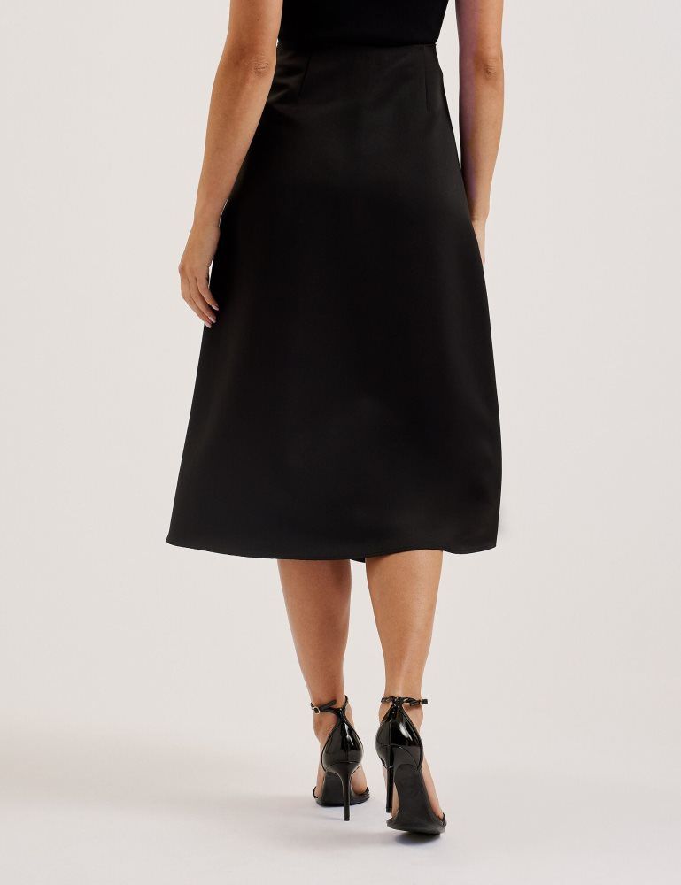 Ted Baker Erva - Asymmetric Satin Wrap Midi Skirt Röcke Damen Schwarz | 642781-SOG
